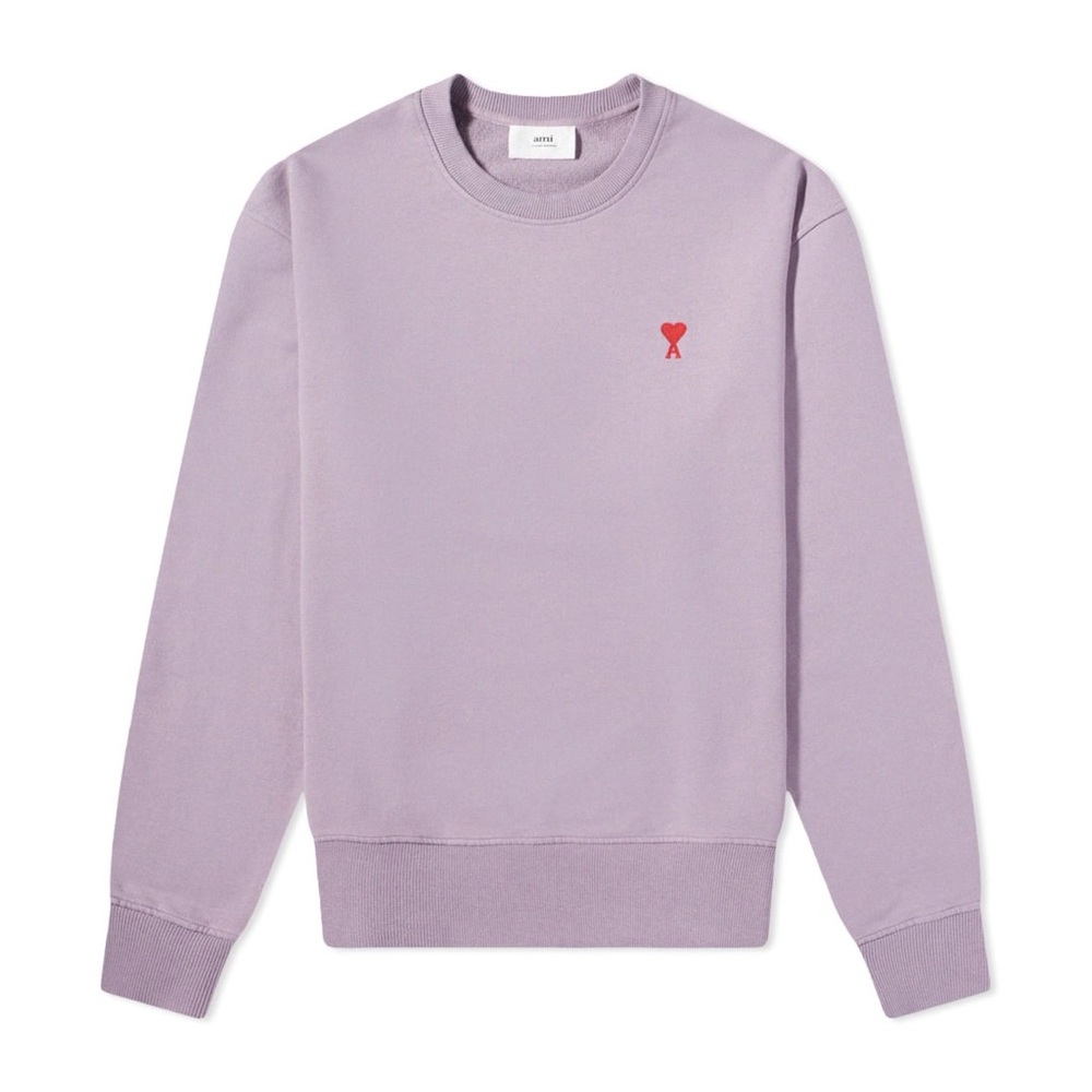 Ami Paris Ami De Coeur Embroidered Sweatshirt Red Heart Logo in Purple